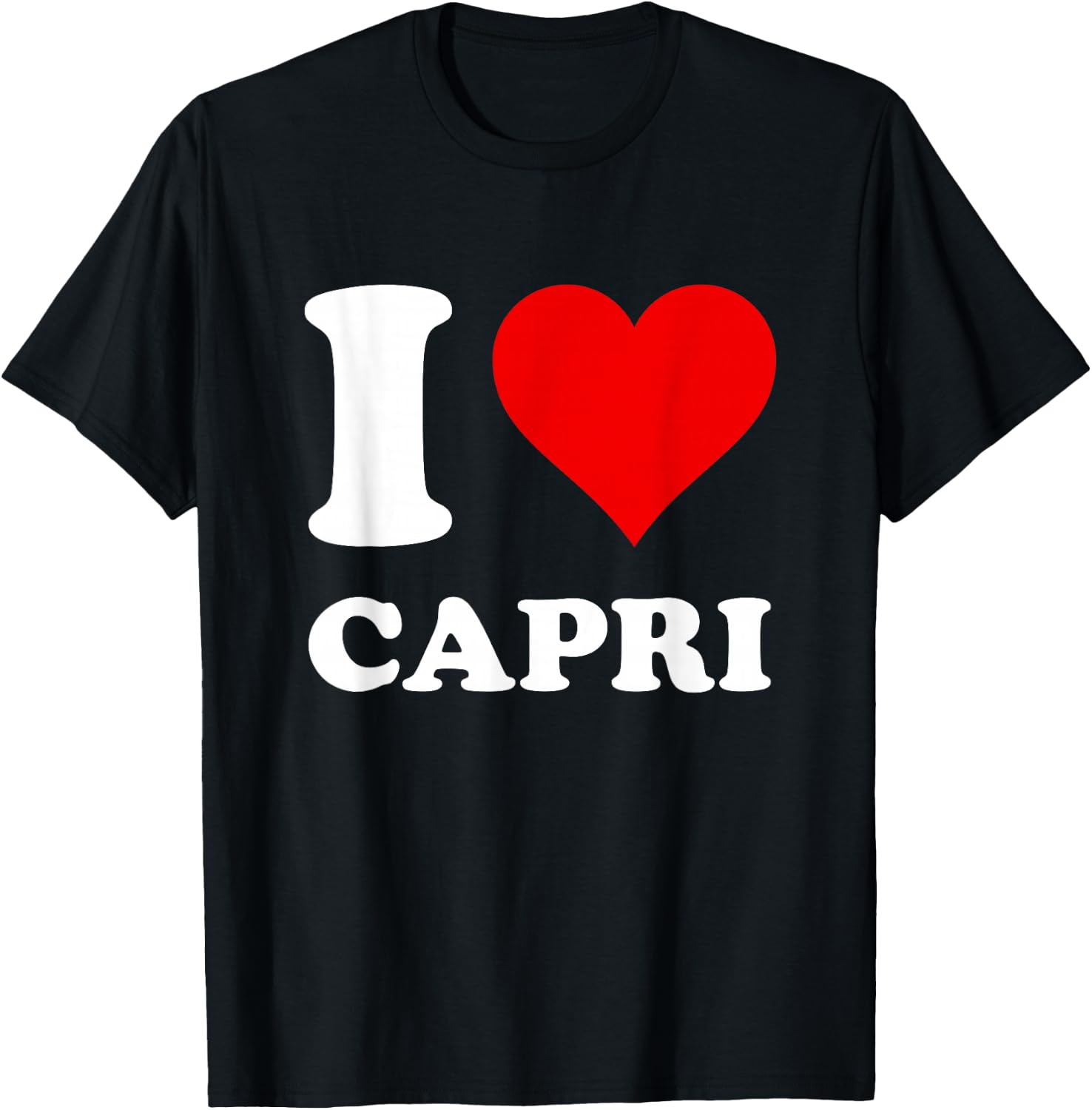 Red Heart I Love Capri T-Shirt - T-Shirt | Black