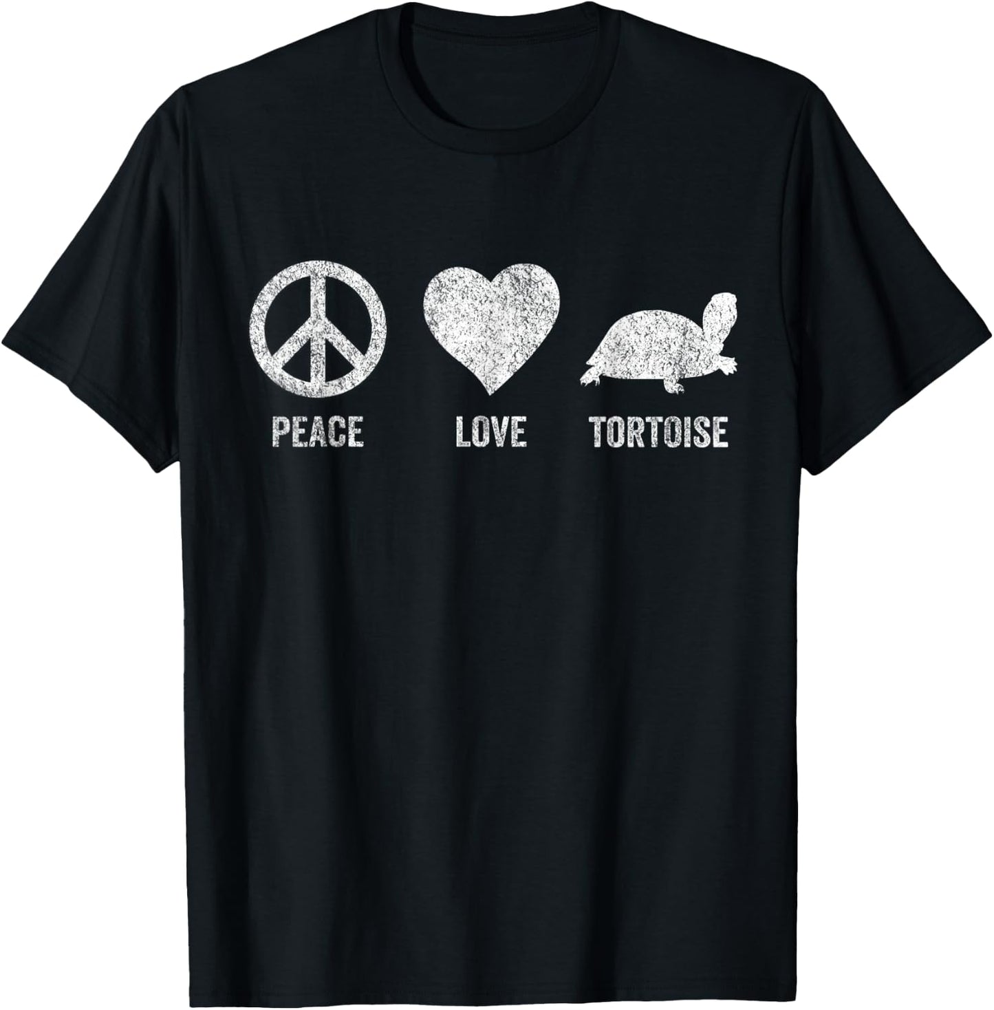 Peace Love Tortoise Turtle Lover Funny Tortoise Quote Retro T-Shirt - T-Shirt | Black