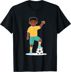 African American Boy / Kids Soccer Player T-Shirt - T-Shirt | Black