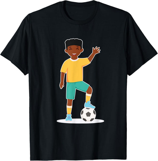 African American Boy / Kids Soccer Player T-Shirt - T-Shirt | Black