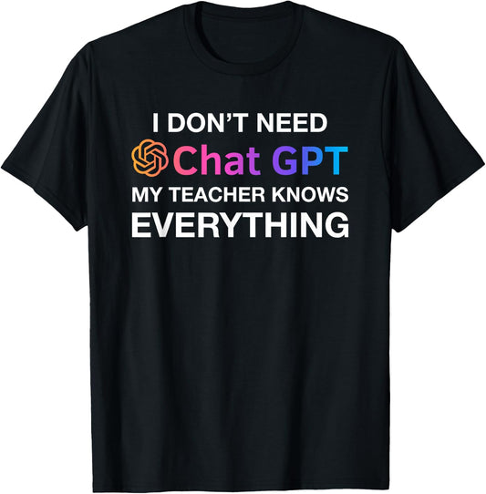 Teacher Chat GPT Ai , Cute Retro Computer Robotics System T-Shirt - T-Shirt | Black