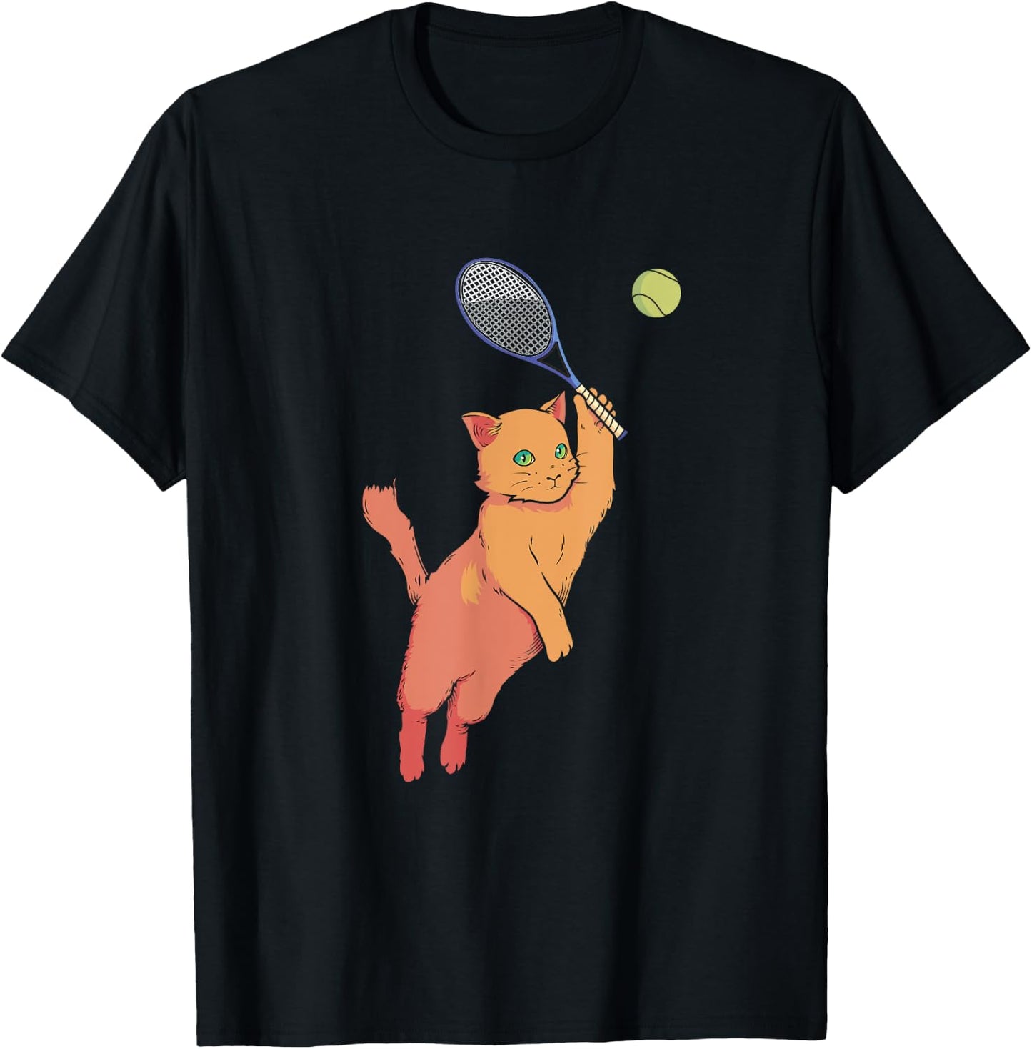 Tennis Player Racquets Cat Tennis Lover Racket Sport Women Kids T-Shirt - T-Shirt | Black
