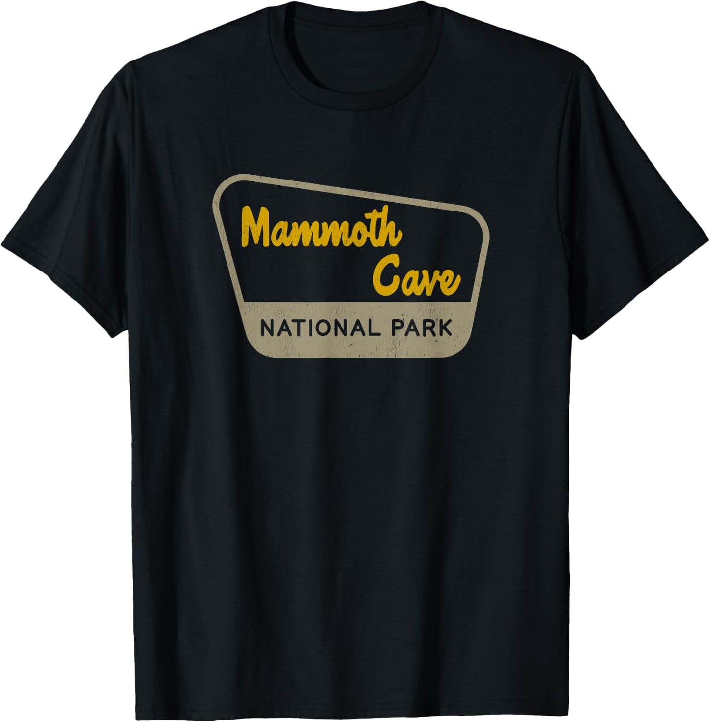 Mammoth Cave National Park Retro Two-Tone Sign T-Shirt - T-Shirt | Black