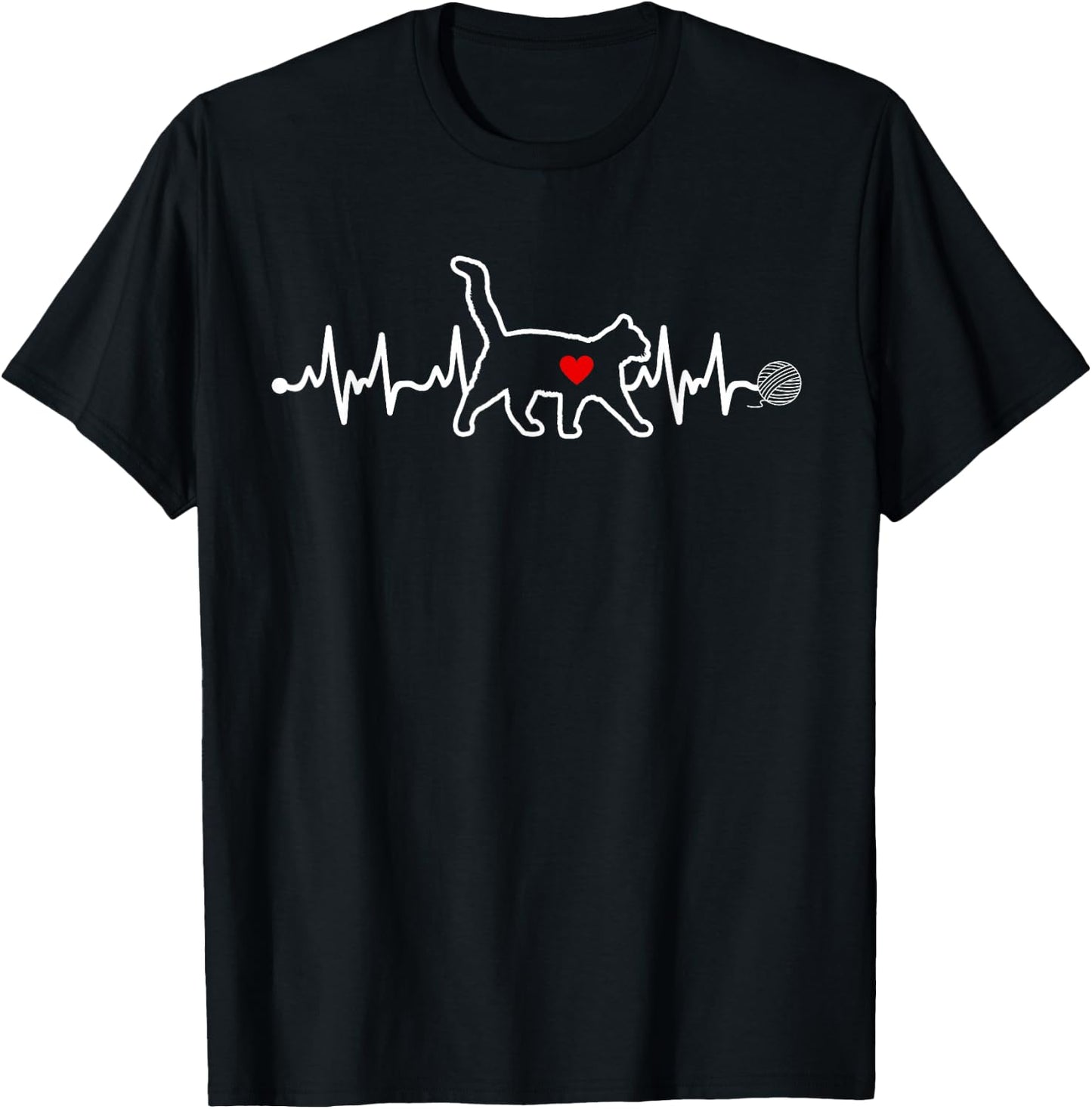 Cat Heartbeat Clothing - Heartbeat Cat T-Shirt - T-Shirt | Black
