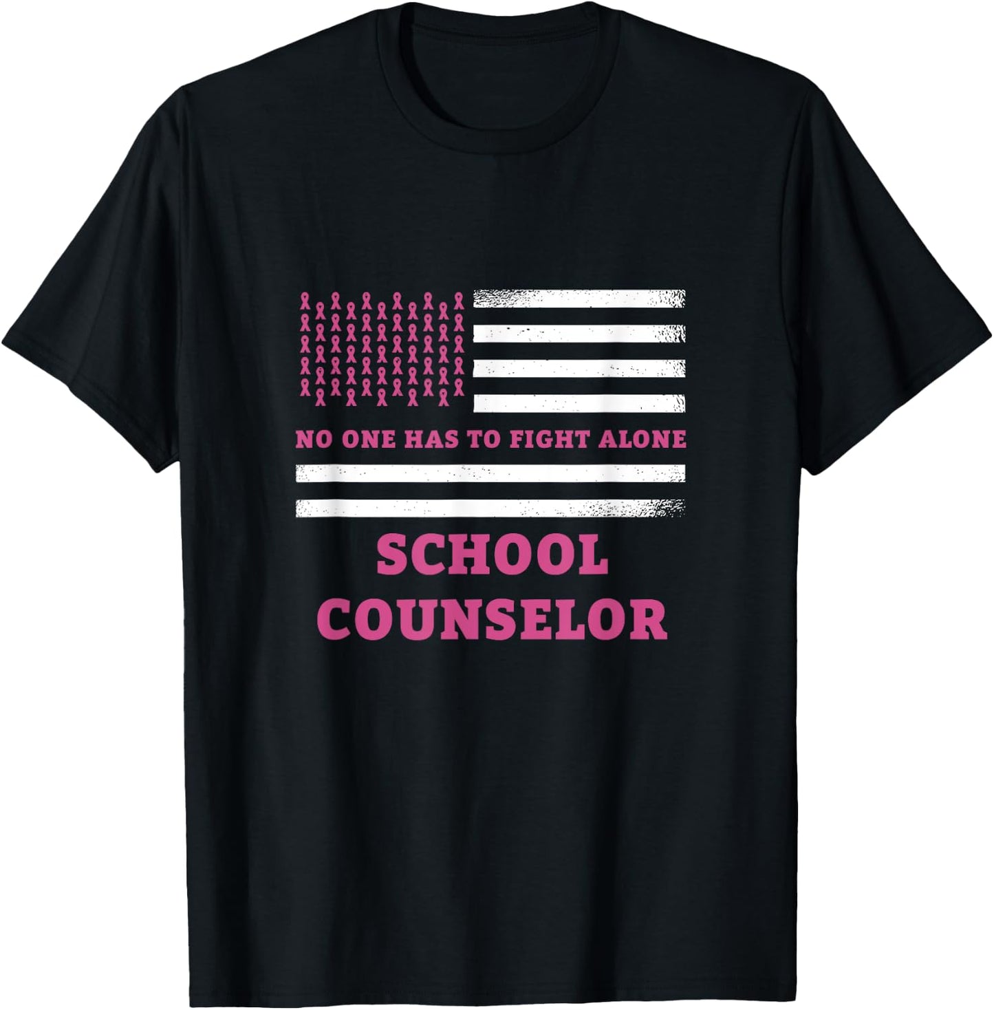 Breast Cancer Awareness School Counselor Pink Ribbon T-Shirt - T-Shirt | Black