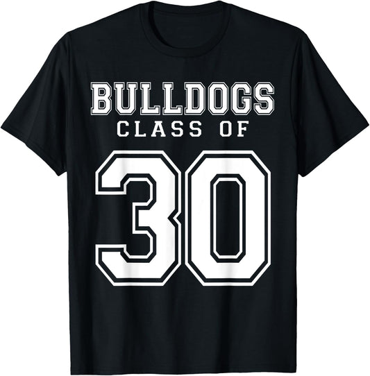 Class Of 2030 Bulldogs Custom Graduation Senior Personalized T-Shirt - T-Shirt | Black
