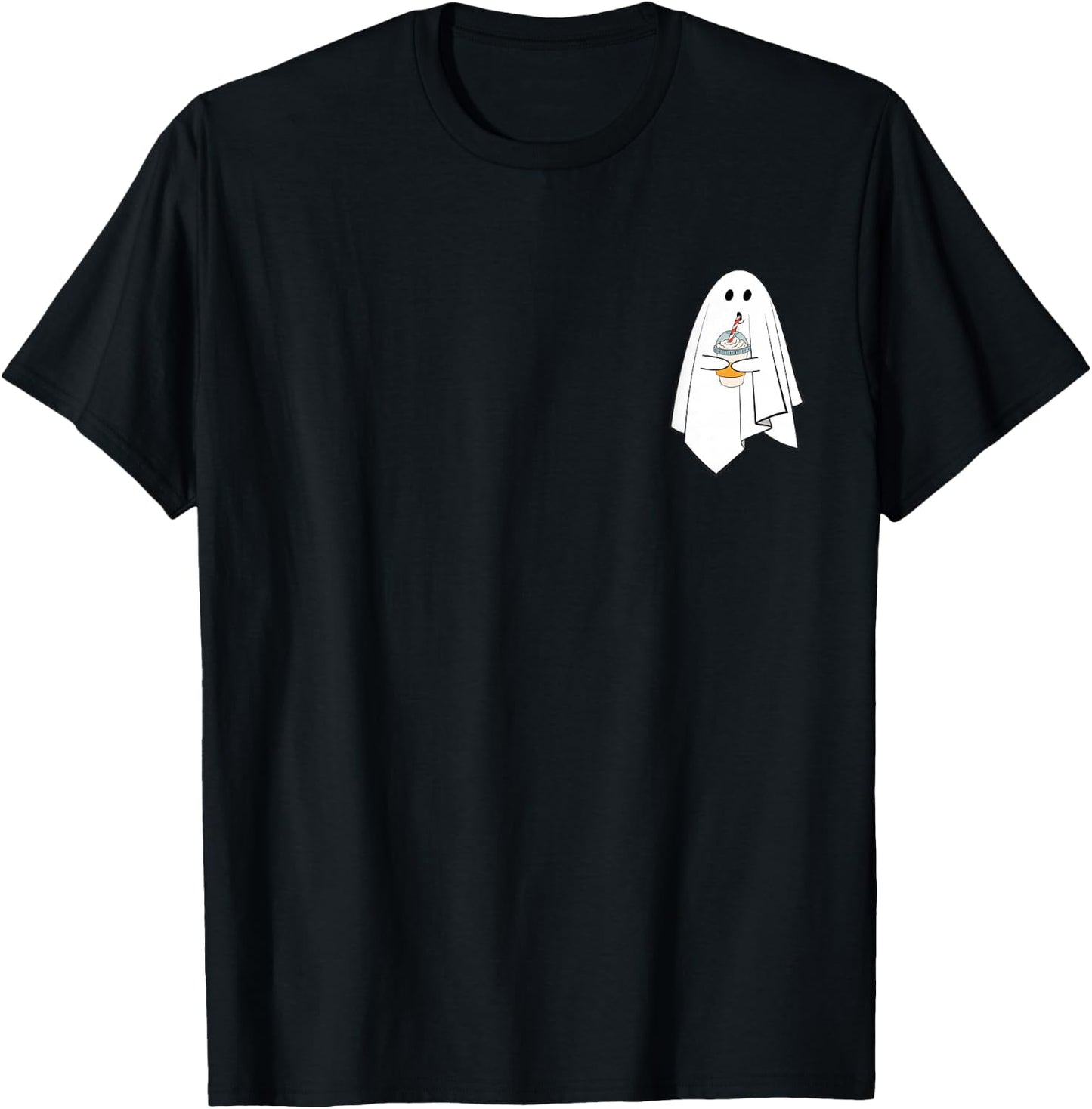 Ghost Drinking Coffee Funny Halloween Costume Coffee Lovers T-Shirt - T-Shirt | Black