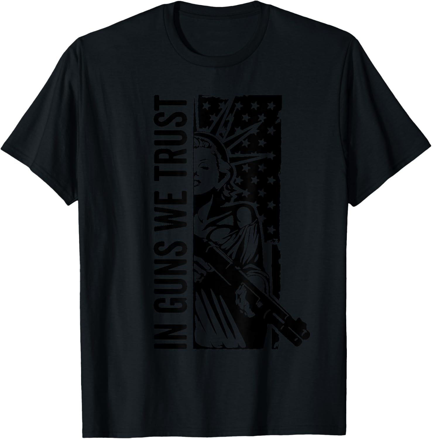 In Guns We Trust - Liberty Lady USA Flag Shotgun Pro Guns T-Shirt - T-Shirt | Black