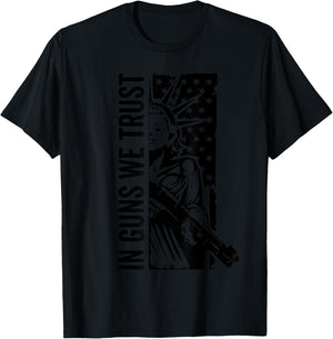 In Guns We Trust - Liberty Lady USA Flag Shotgun Pro Guns T-Shirt - T-Shirt | Black