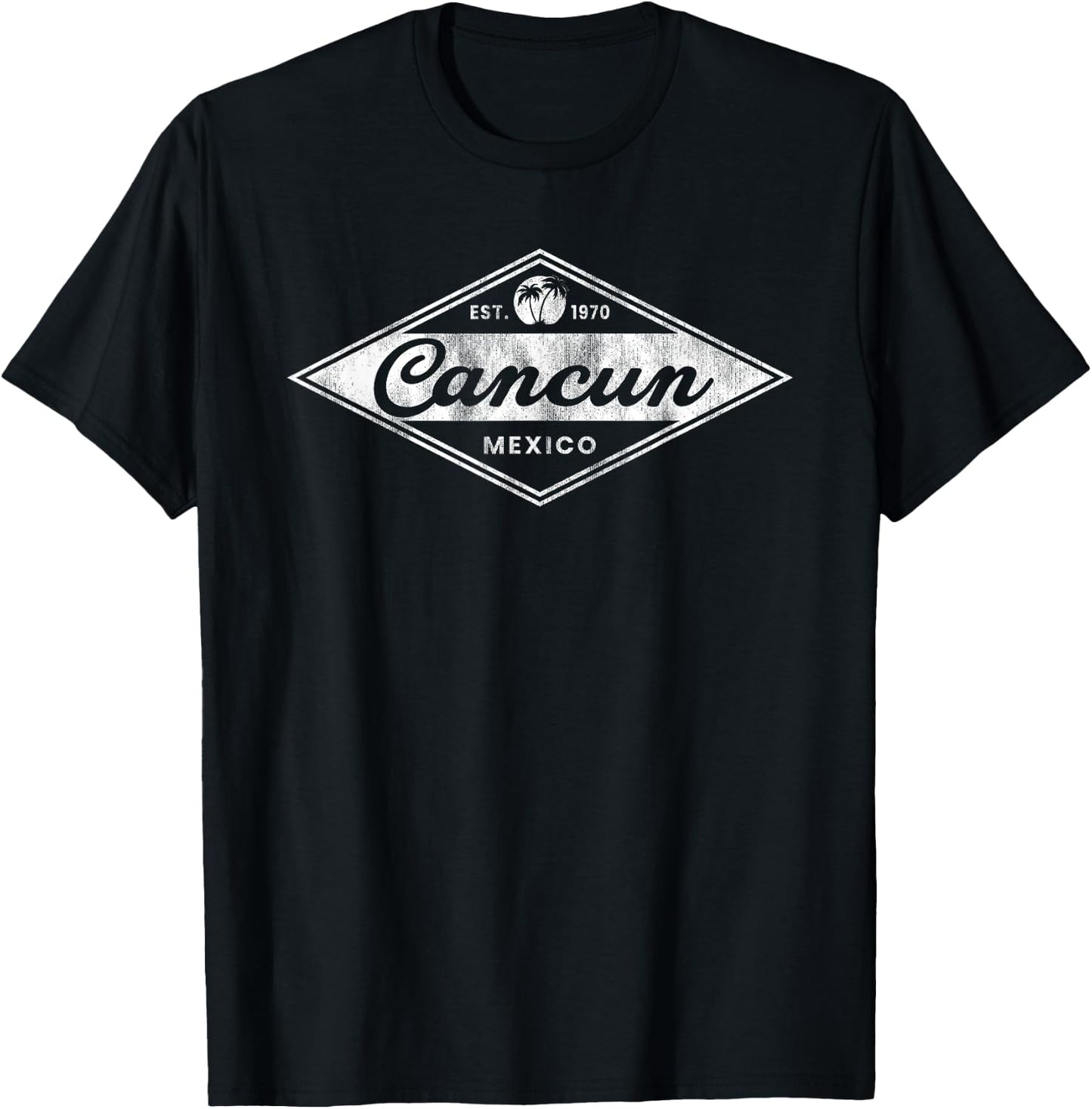 Vintage Cancun Mexico Retro Throwback Vacation Souvenir T-Shirt - T-Shirt | Black
