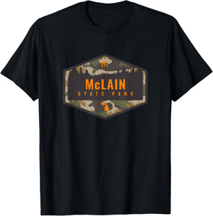 McLain State Park Michigan MI Camouflage Vacation T-Shirt - T-Shirt | Black