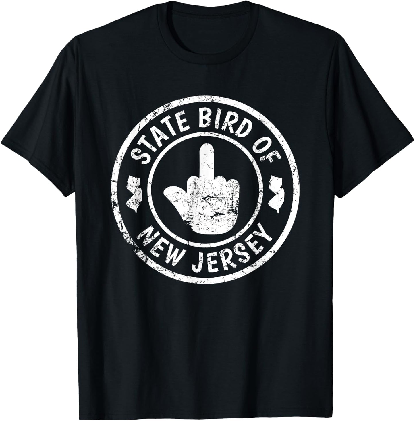 State Bird Of New Jersey Middle Finger Funny Distressed T-Shirt - T-Shirt | Black