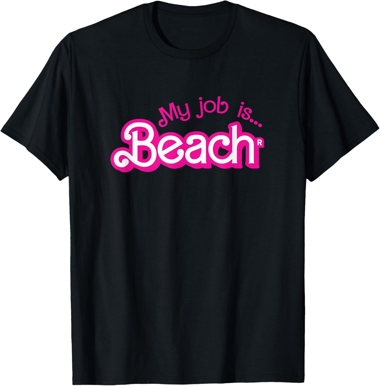 My Job Is Beach Pink Retro Funny Beach Lover T-Shirt - T-Shirt | Black