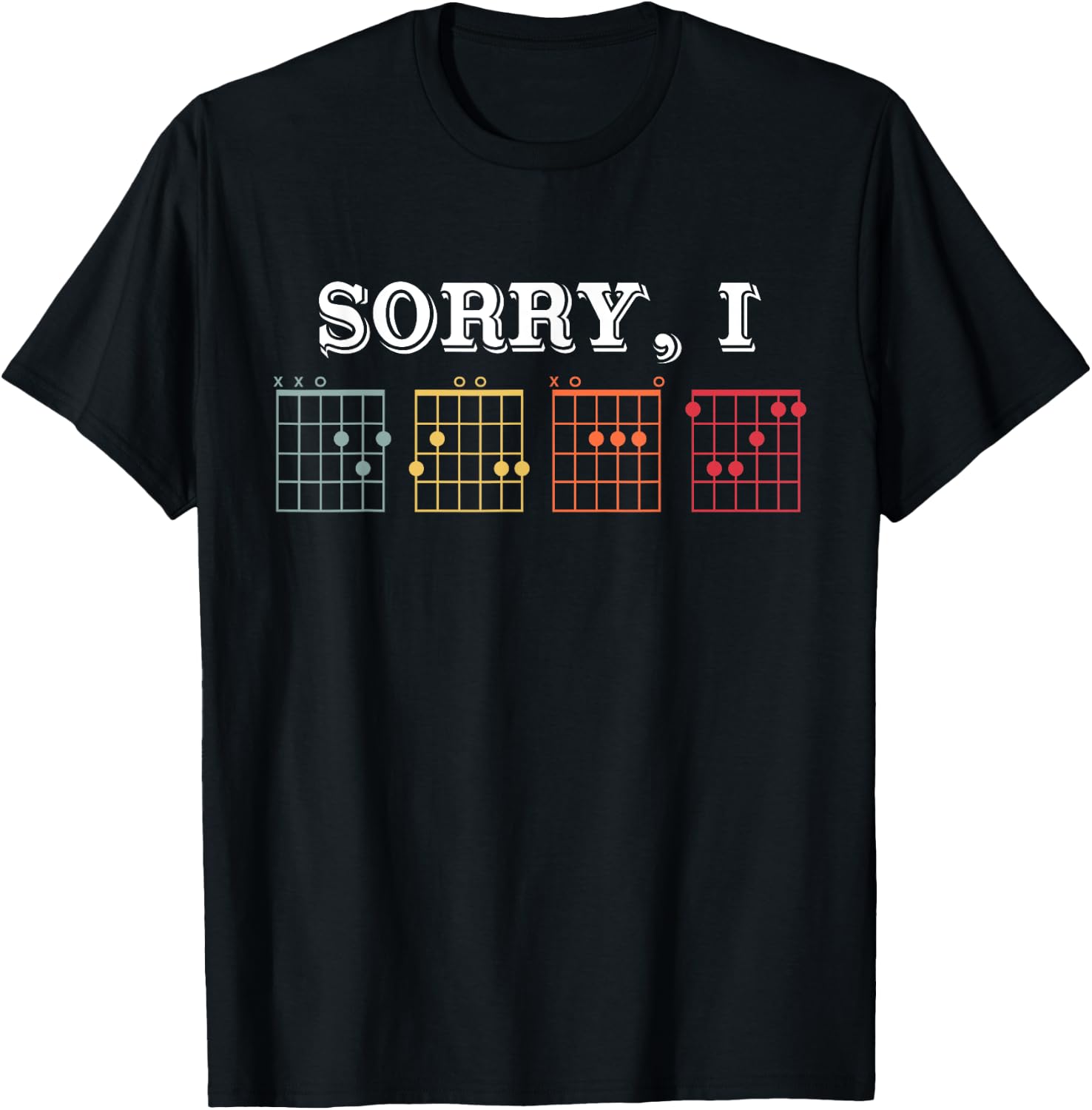 Vintage Sorry I D.G.A.F Funny Message Guitar Chords T-Shirt - T-Shirt | Black