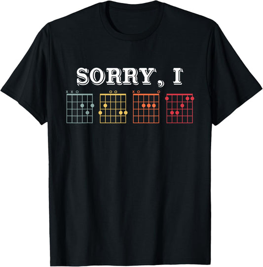 Vintage Sorry I D.G.A.F Funny Message Guitar Chords T-Shirt - T-Shirt | Black