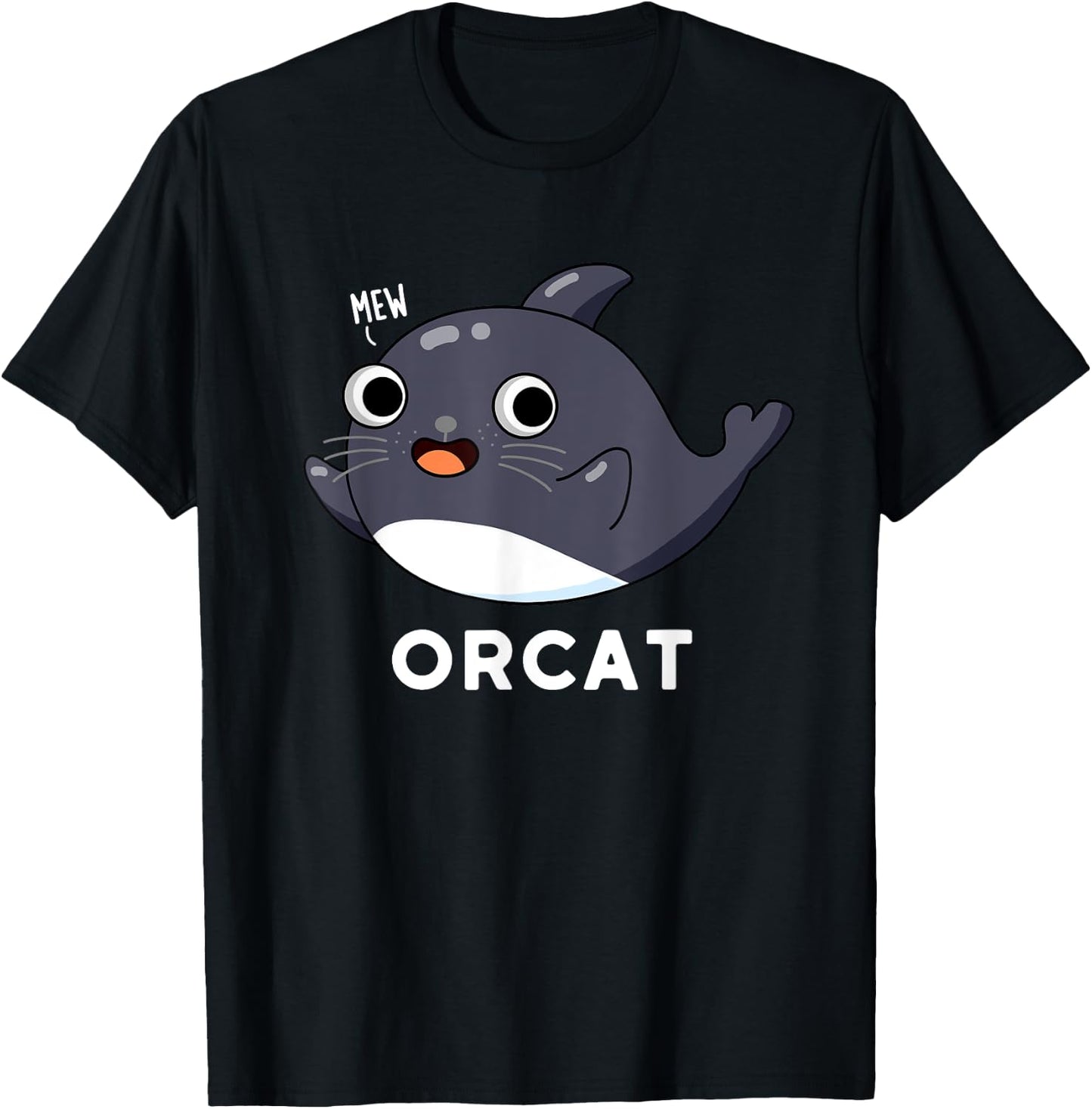 Orcat Funny Cat Whale Pun T-Shirt - T-Shirt | Black