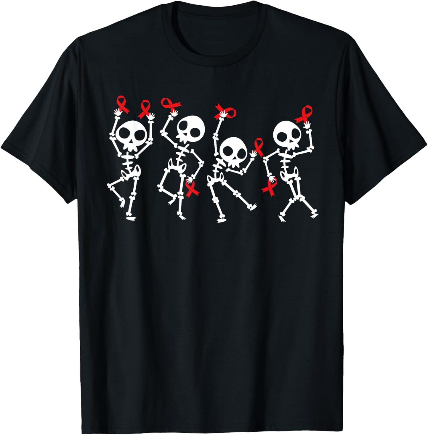 Red Ribbon week Awareness Skeleton Halloween Women Men Kids T-Shirt - T-Shirt | Black