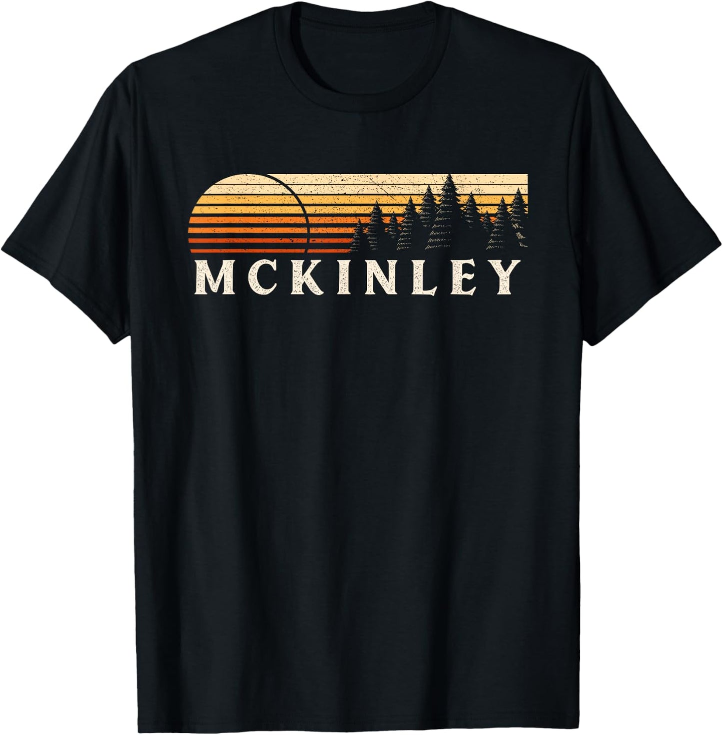 McKinley, VA Vintage Evergreen Sunset Eighties Retro T-Shirt - T-Shirt | Black