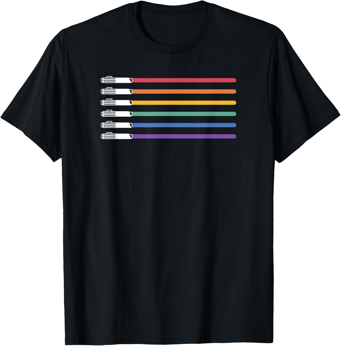 Star Wars Lightsabers Rainbow Flag Logo T-Shirt - T-Shirt | Black