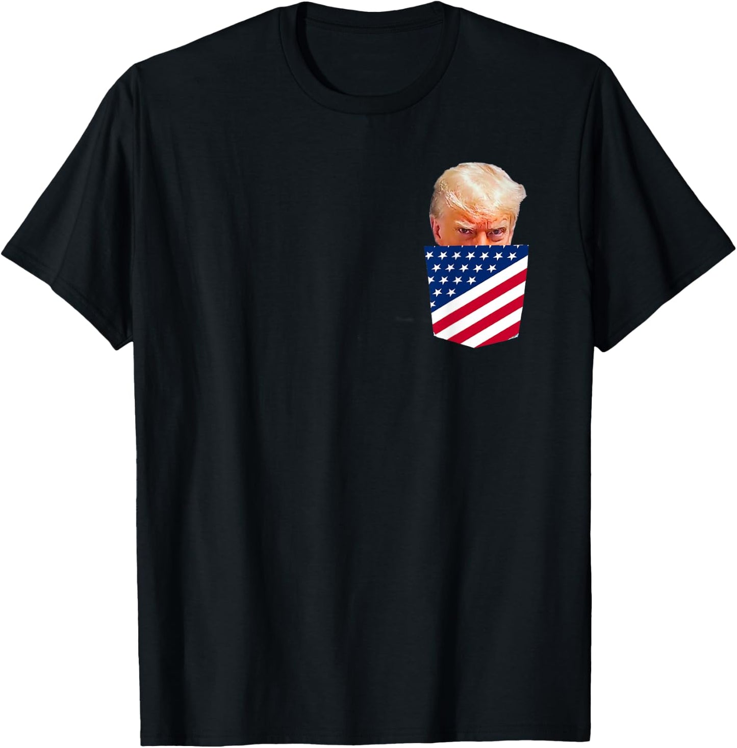 Trump in American Flag Pocket T-Shirt - T-Shirt | Black