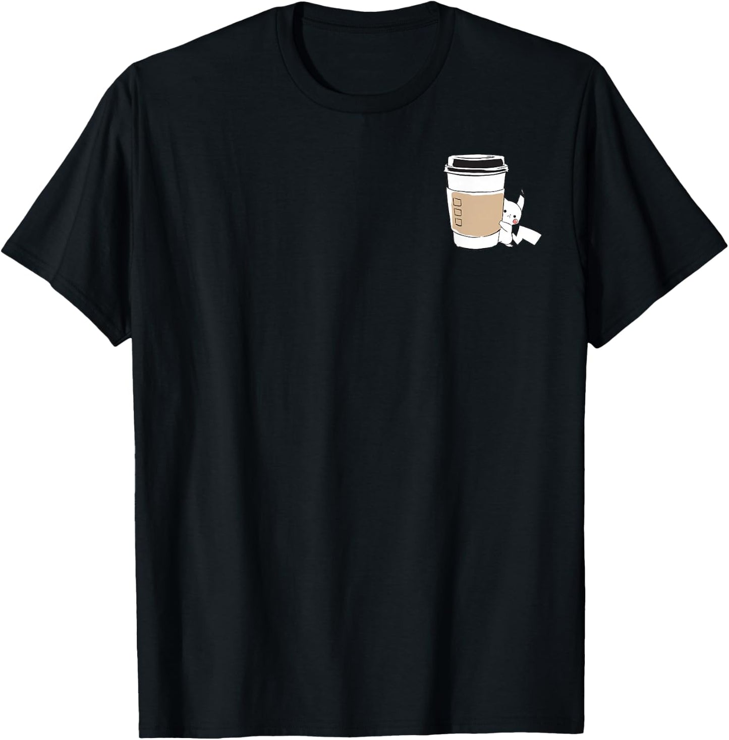 Pokémon Pikachu Sketch Mini Coffee Cup Cute Pocket Icon T-Shirt - T-Shirt | Black