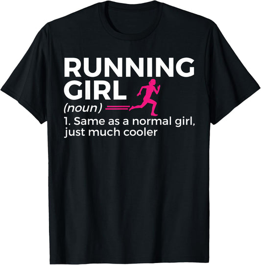 Running Girl Definition Funny Runner T-Shirt - T-Shirt | Black