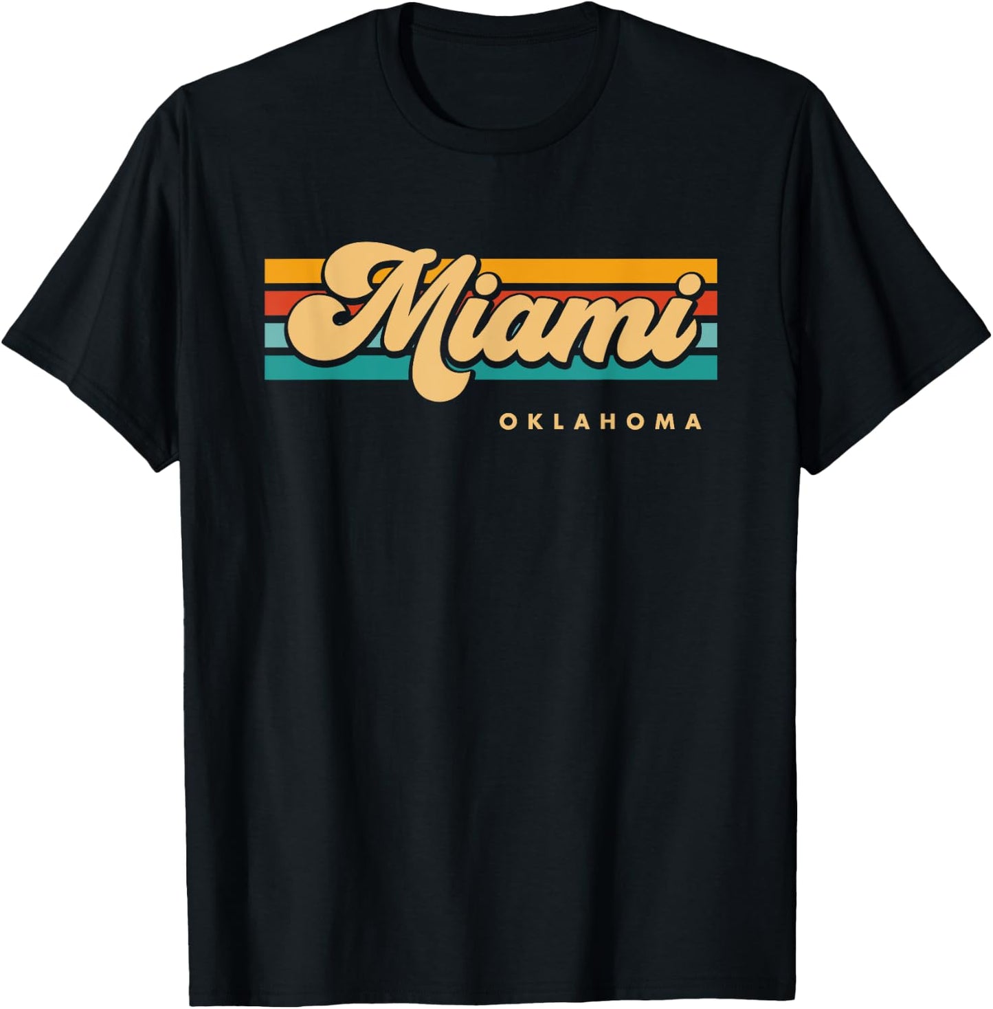 Vintage Sunset Stripes Miami, Oklahoma T-Shirt - T-Shirt | Black