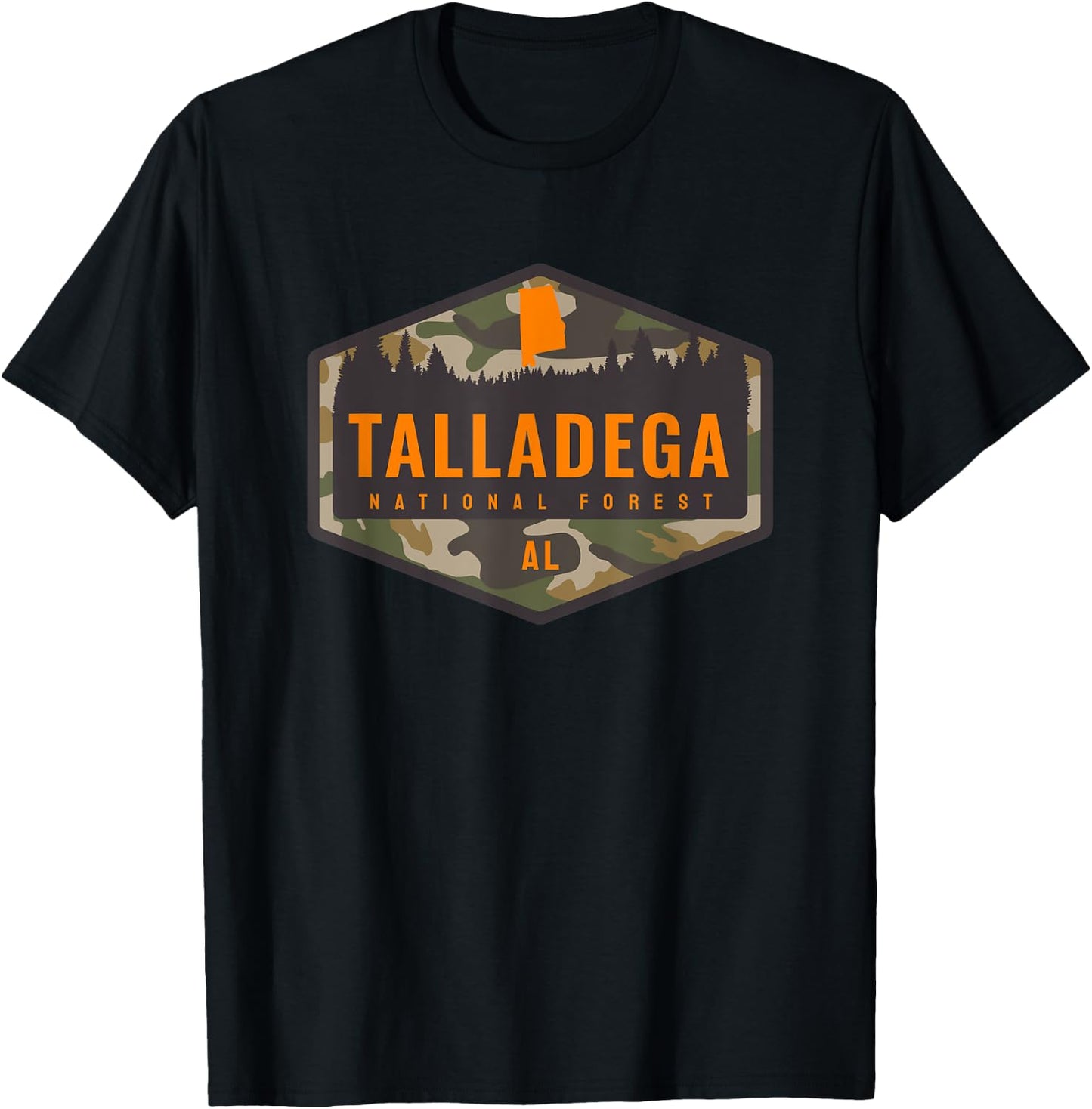 Talladega National Forest Alabama AL Camouflage Souvenir T-Shirt - T-Shirt | Black