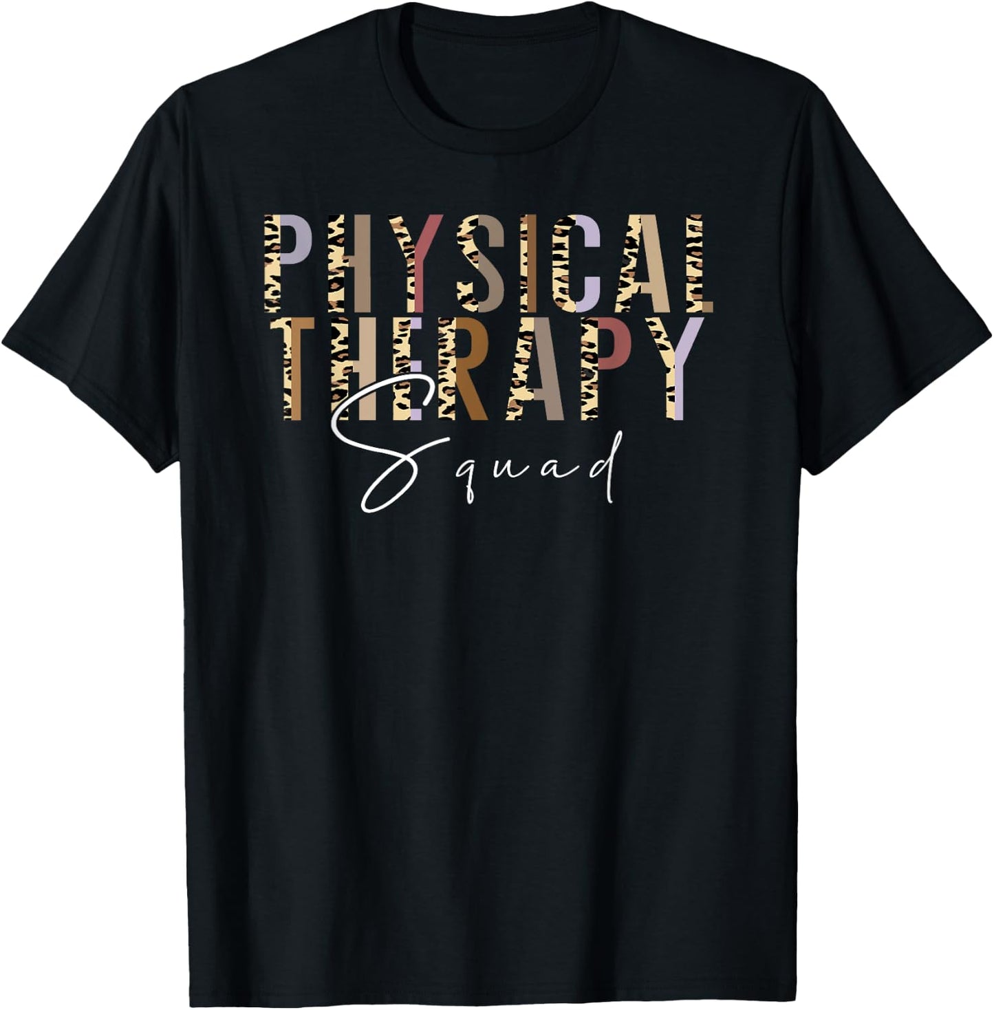 Physical Therapy Squad Leopard Plaid Appreciation Therapist T-Shirt - T-Shirt | Black