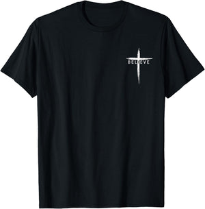 Believe Christian Cross Jesus Christ Christians Men Women T-Shirt - T-Shirt | Black