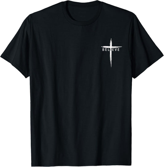 Believe Christian Cross Jesus Christ Christians Men Women T-Shirt - T-Shirt | Black