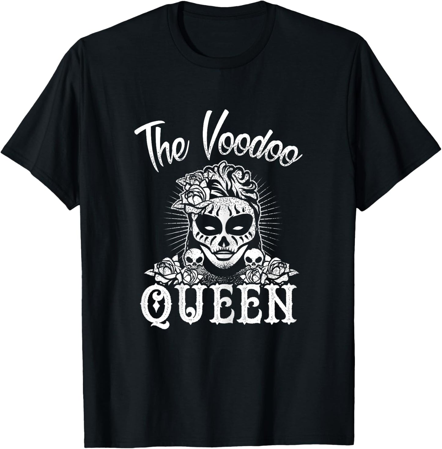 The Voodoo Queen Funny Halloween Skull Costume Mom Aunt Gift T-Shirt - T-Shirt | Black
