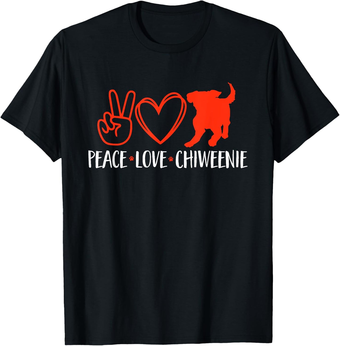 Peace Love Chiweenie Dog Owner T-Shirt - T-Shirt | Black