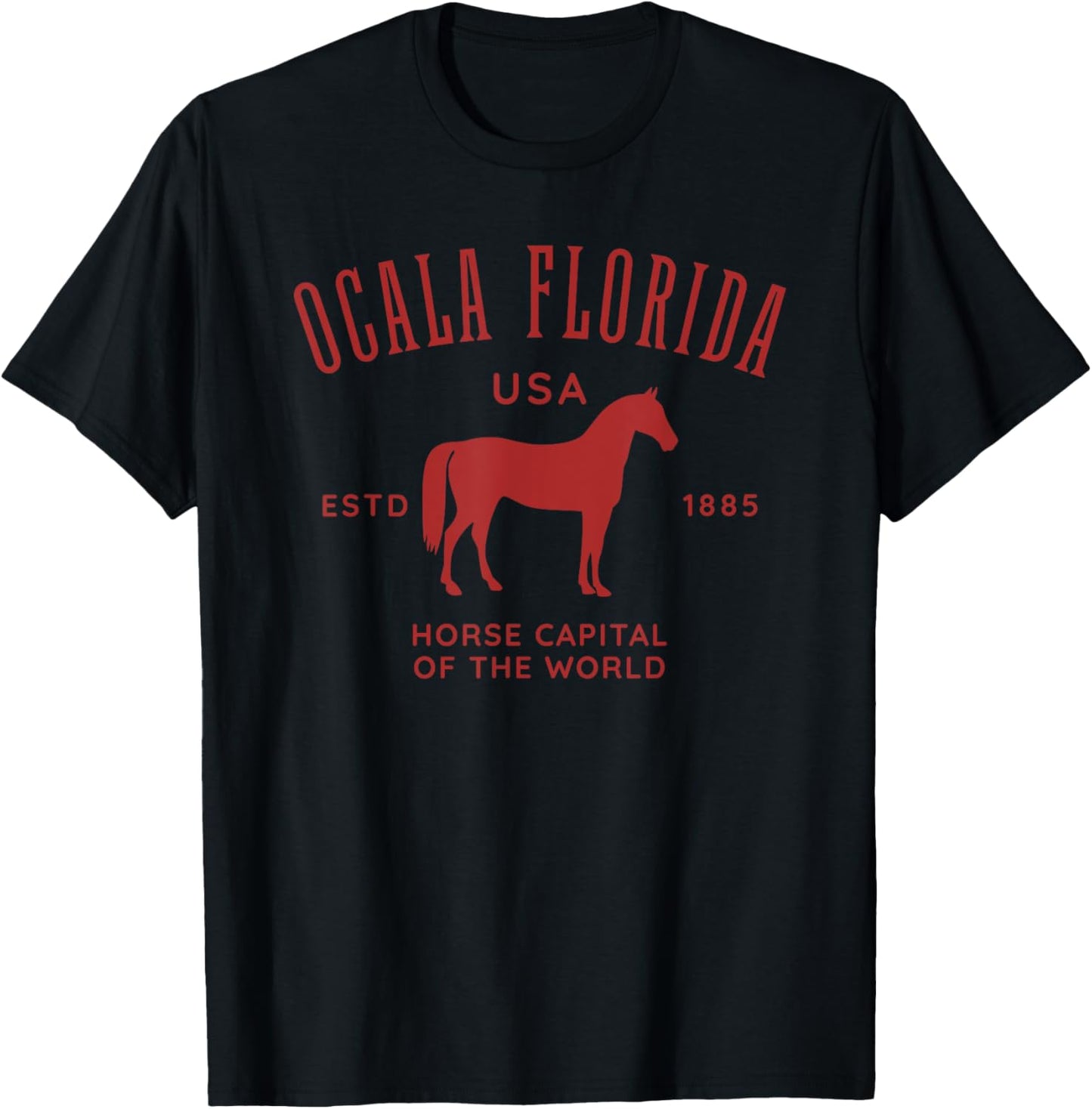 Ocala Florida USA Horse Capital Vintage Equestrian Design T-Shirt - T-Shirt | Black