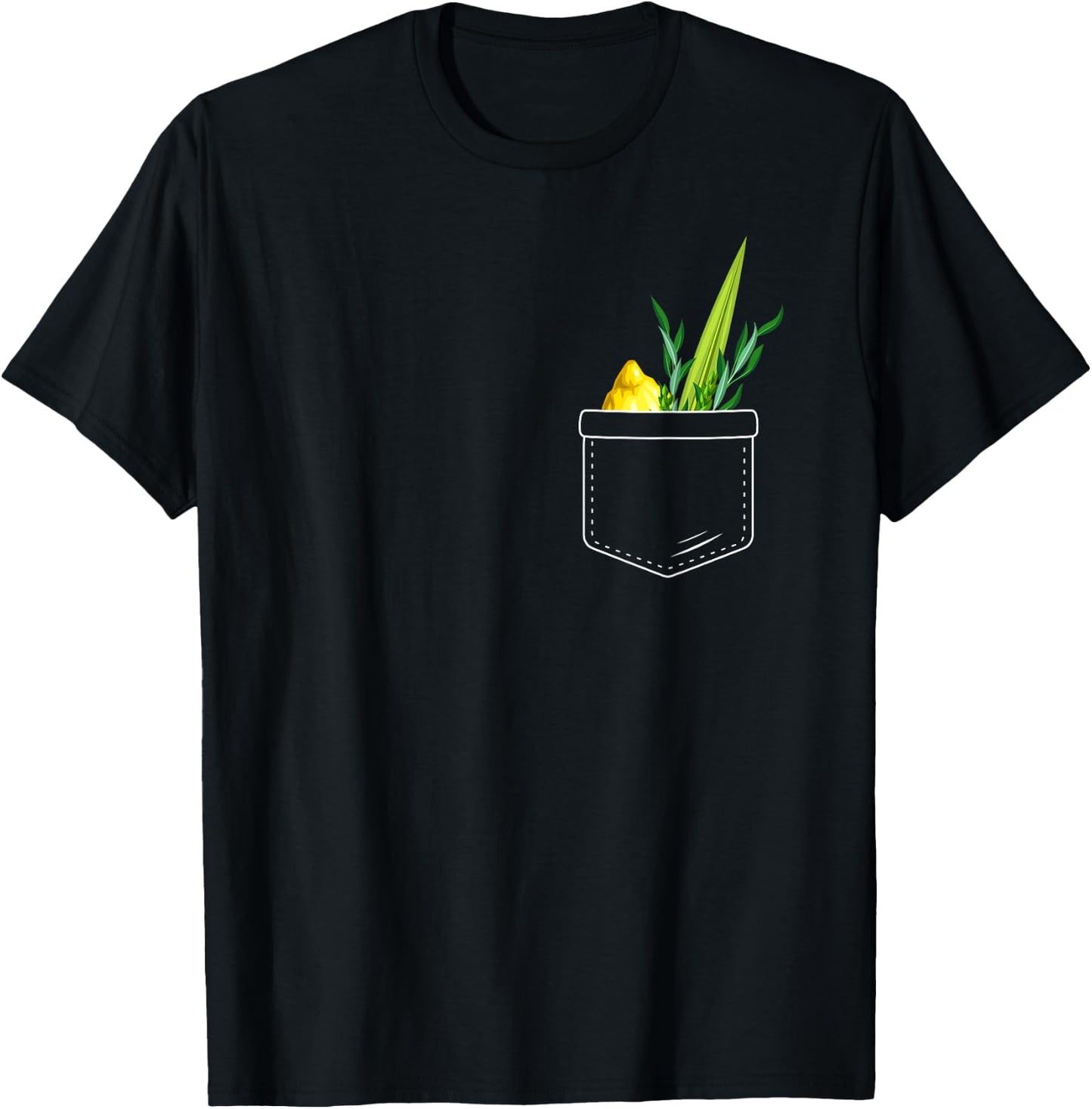 Four Species Feast Of Tabernacles Holiday Sukkot 2024 Pocket T-Shirt - T-Shirt | Black