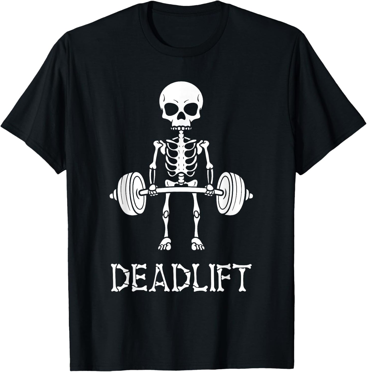 Deadlift Skeleton Gym Weight Lifting Workout Fitness T-Shirt - T-Shirt | Black
