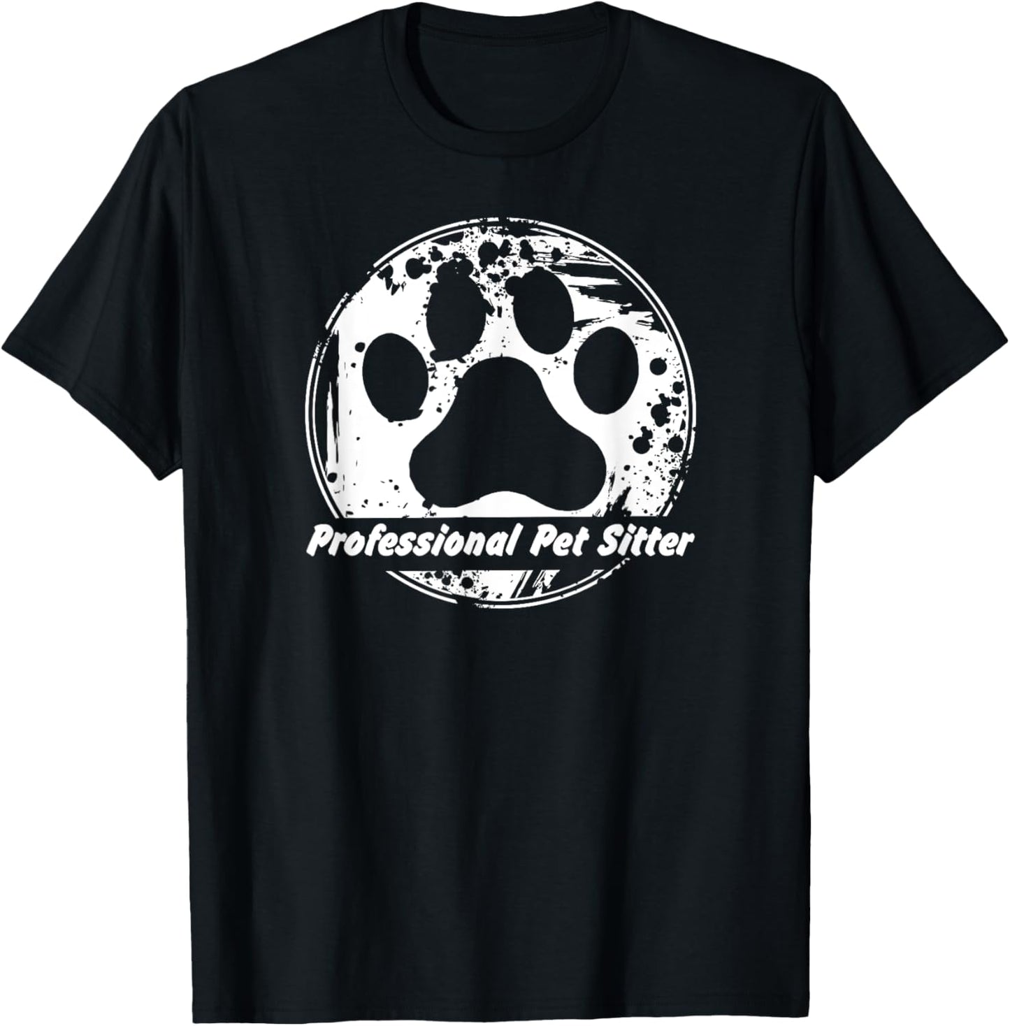Professional Pet Sitter Grunge Paw T-Shirt - T-Shirt | Black