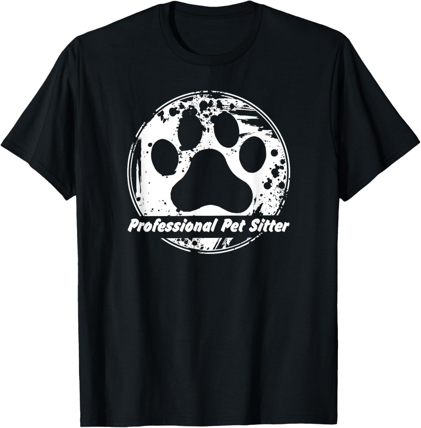 Professional Pet Sitter Grunge Paw T-Shirt - T-Shirt | Black