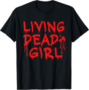 Living Dead Girl Dripping Blood Halloween Zombie Movie T-Shirt - T-Shirt | Black