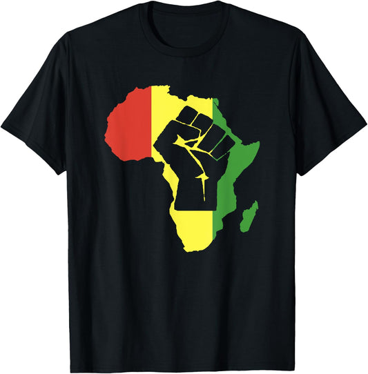 Africa Black Fist Africa Map T-Shirt - T-Shirt | Black