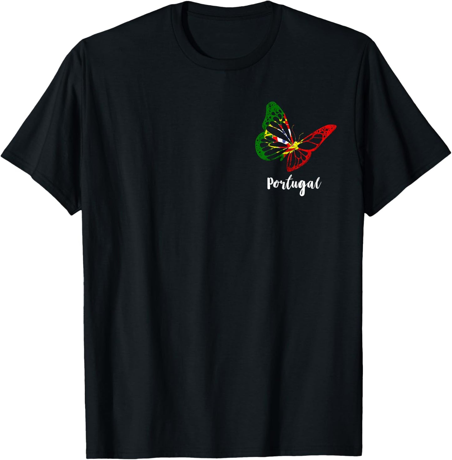 Portuguese Roots Butterfly Portuguese Pride Portuguese Flag T-Shirt - T-Shirt | Black
