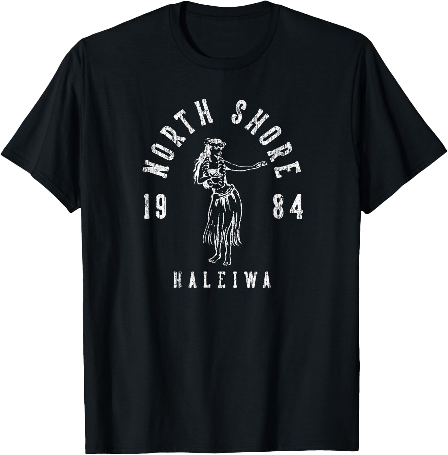 North Shore Haleiwa Hawaii Hula Vintage Style T-Shirt - T-Shirt | Black