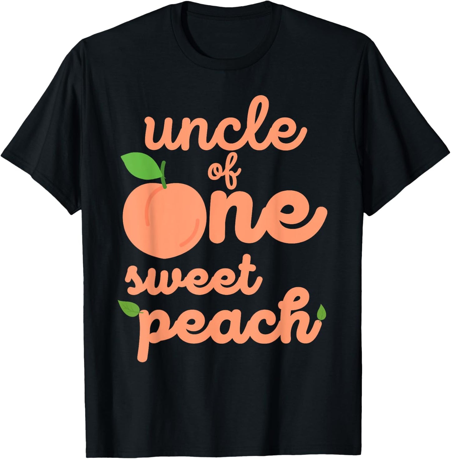 Uncle First Birthday One Sweet Peach Bday Family Matching T-Shirt - T-Shirt | Black