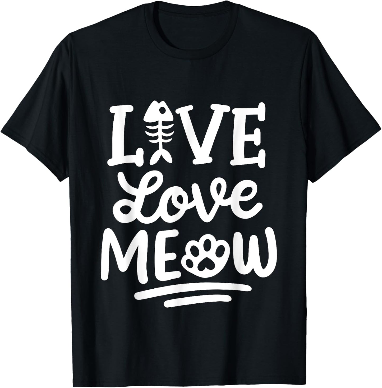 Live Love Meow Cat T-Shirt - T-Shirt | Black