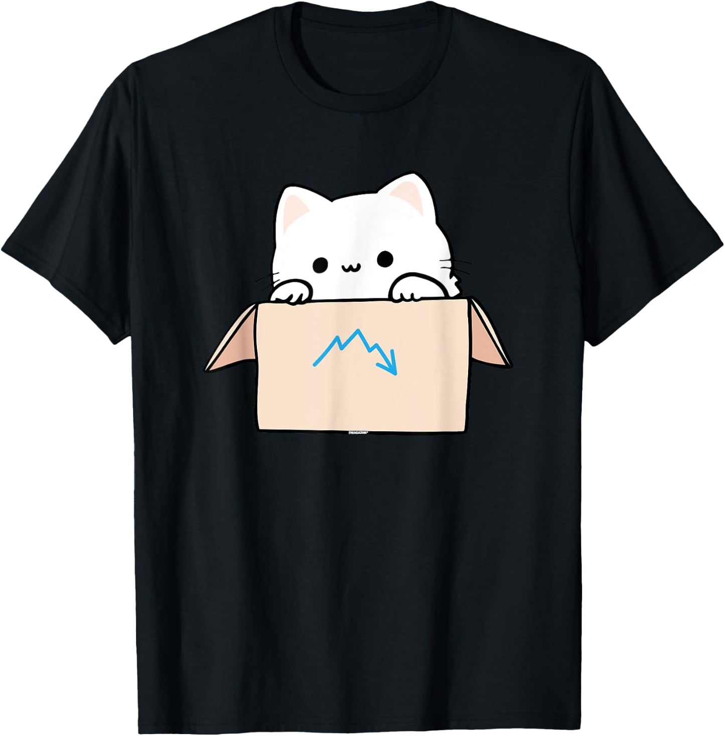 Coworker Pet Swagazon Associate Cute Cat in Cardboard Box Men Women T-Shirt - T-Shirt | Black