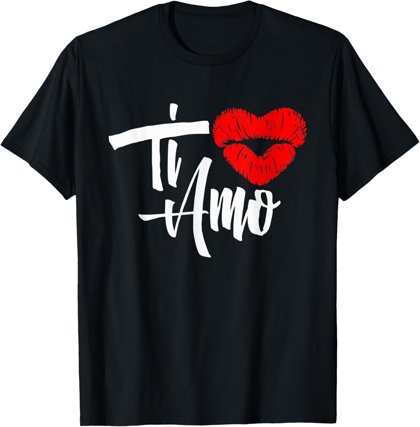 Cute Italian Heart Shaped Kiss Ti Amo I Love You T-Shirt - T-Shirt | Black