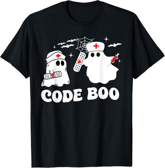 Code Boo Spooky Respiratory Therapist Halloween T-Shirt - T-Shirt | Black