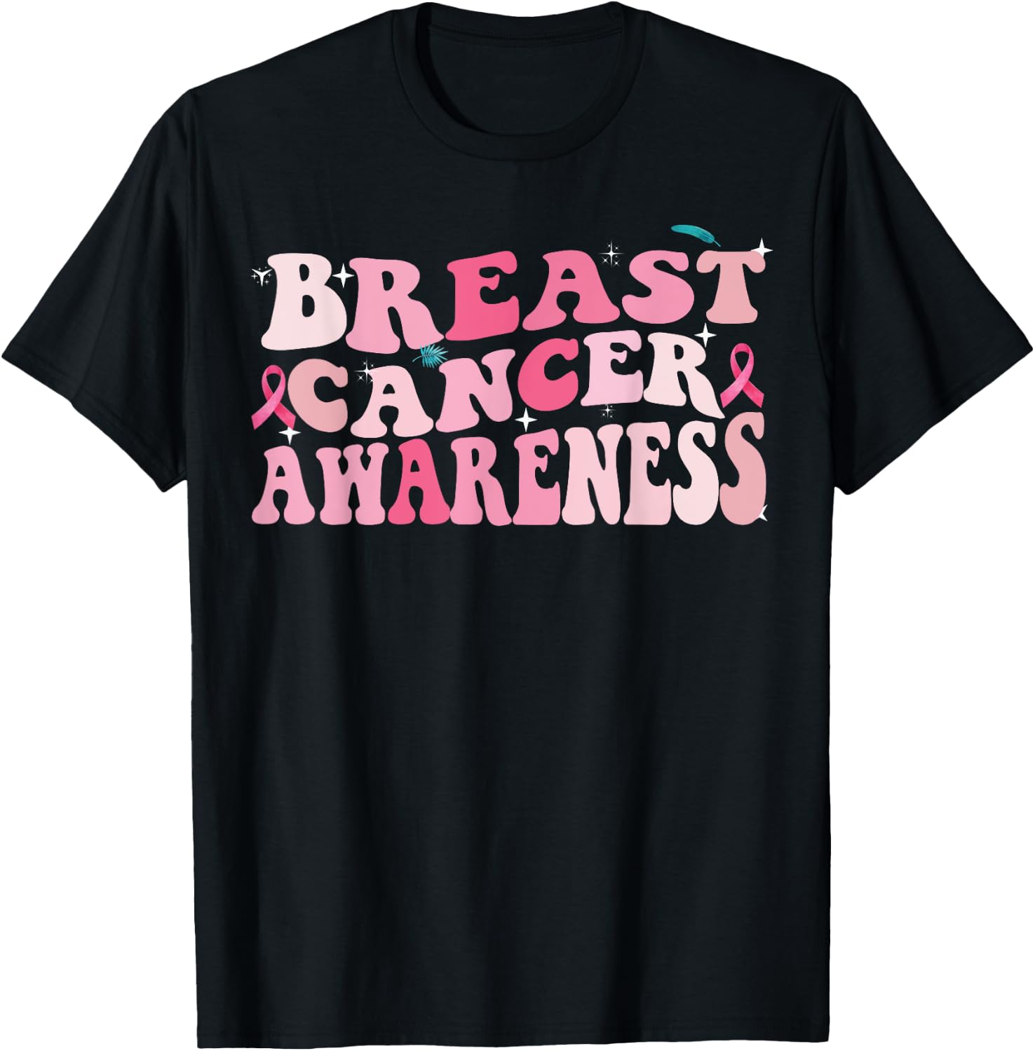 Groovy Breast Cancer Awareness 2023 Breast Cancer Outfit T-Shirt - T-Shirt | Black