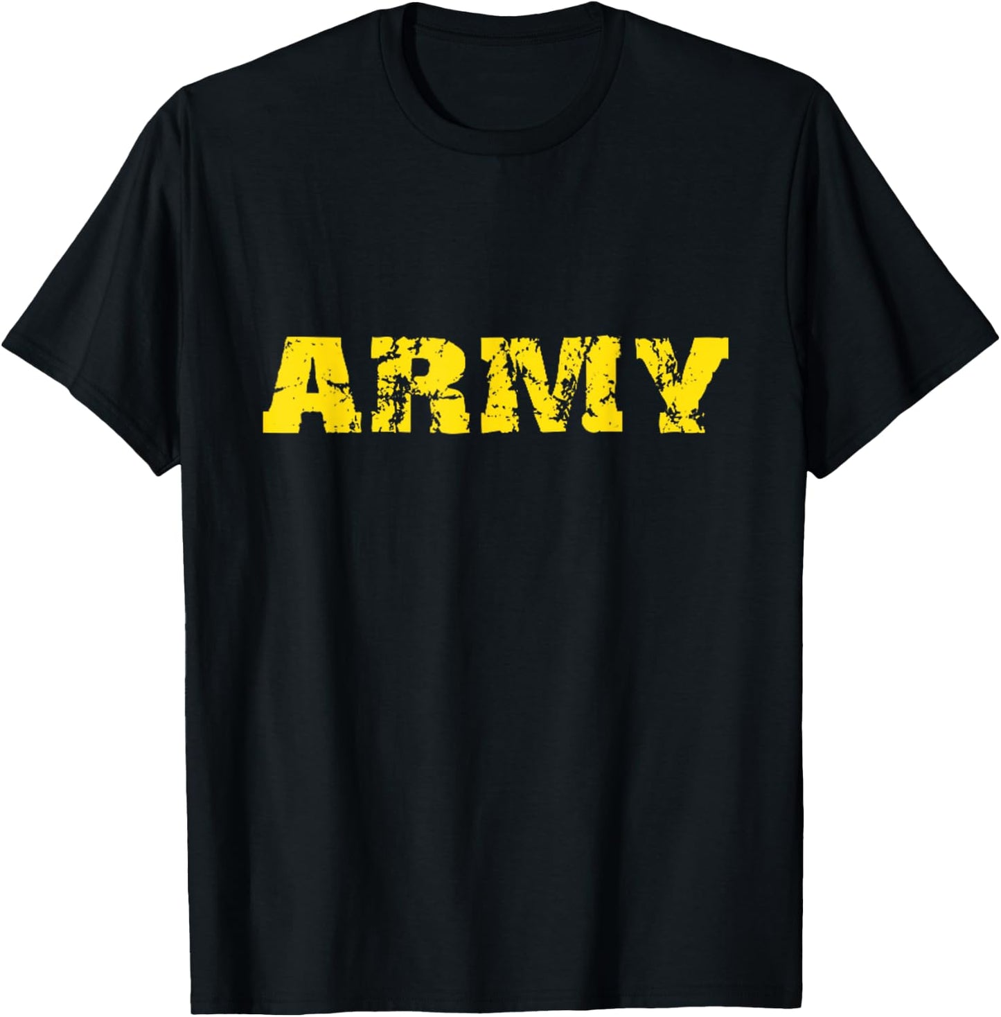US Army Veterans Distressed Font Gold Lettering T-Shirt - T-Shirt | Black
