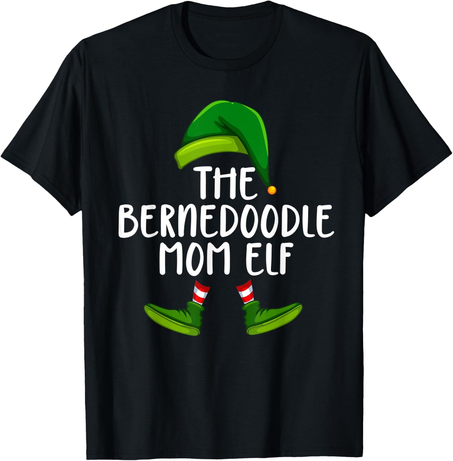 Bernedoodle Mom Dog Elf Funny Christmas Pajama X mas Women T-Shirt - T-Shirt | Black